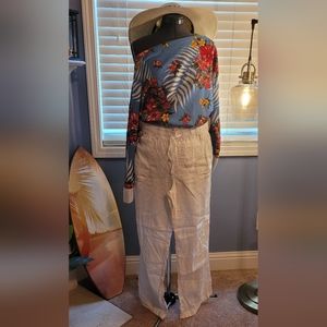 St. Tropez size large, white, 100% linen trousers